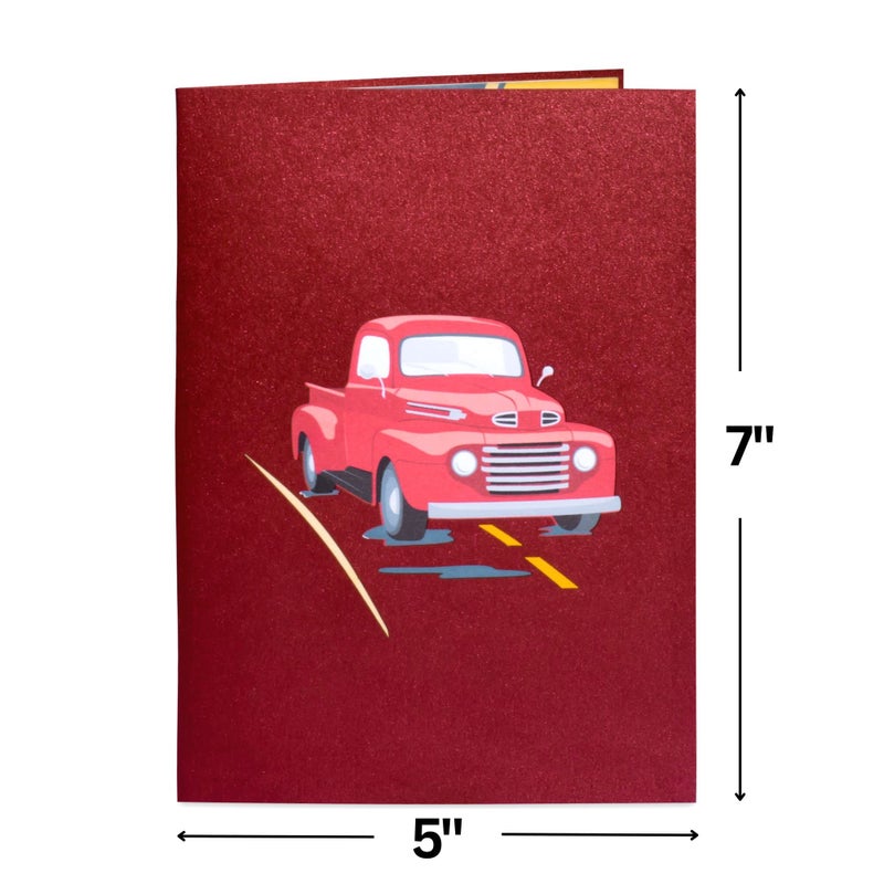 Paper Love 3D Classic Truck Valentines Day Pop Up Card, Gift For Dad, Husband, Son, Anyone - 5" x 7" Cover - Includes Envelope and Note Tag - Image 2